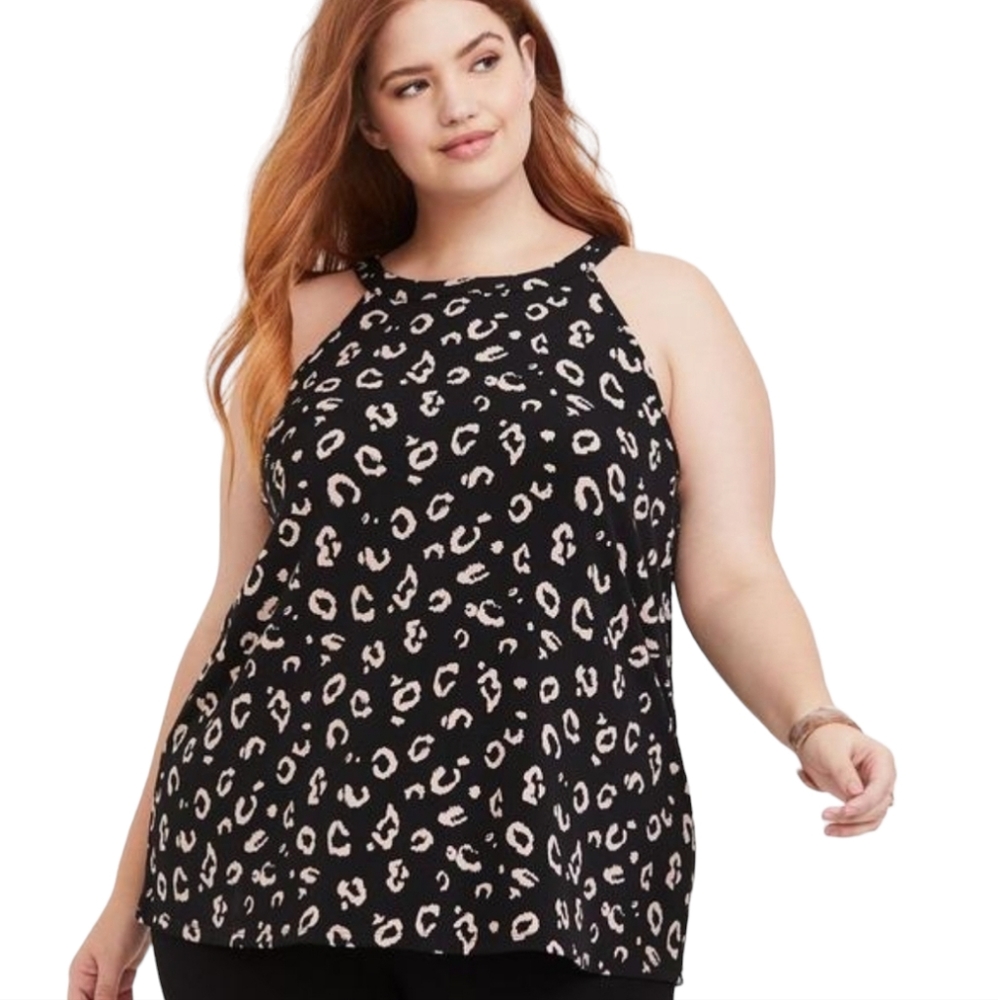 Torrid Studio Knit Leopard Print High Neck Tank Top | 1X